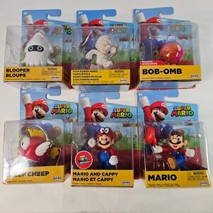 Jakks Pacific Super Mario Bloops Bob Omb Cheep Cheep Star Power Mario Figures